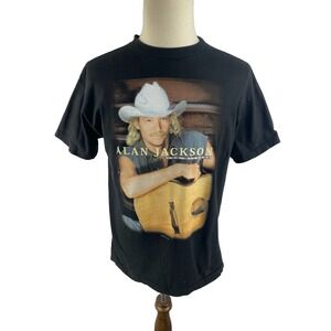 Vtg 90s ALAN JACKSON High Mileage T-Shirt Large Black Country Music Tee Cronies
